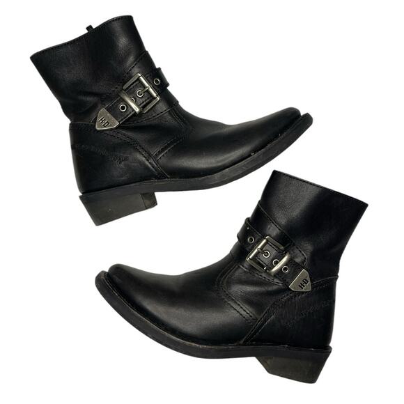 Harley-Davidson Shoes - Women Harley Davidson Dalis 84181 Leather Side Zip Ankle Biker Boot Size 5 Black